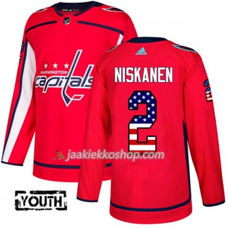 Lapsille NHL Washington Capitals Pelipaita Matt Niskanen 2 Adidas 2017-2018 Punainen USA Flag Fashion Authentic